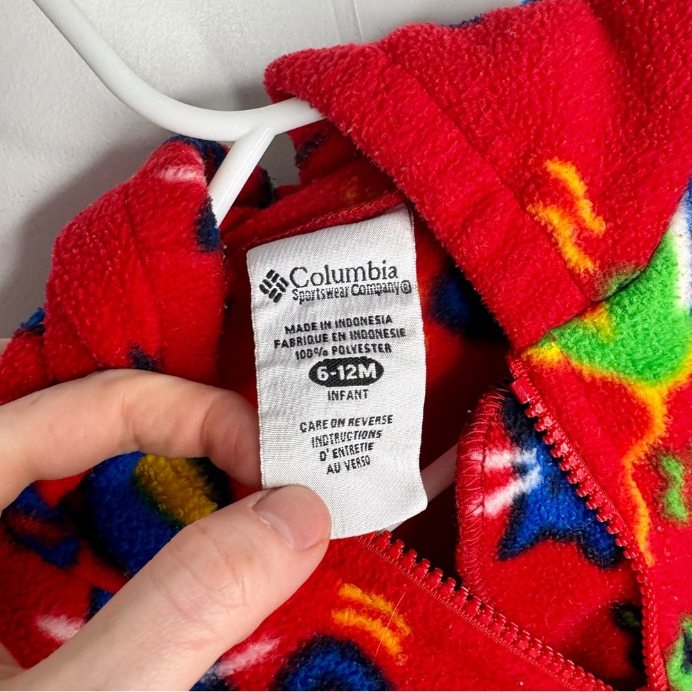 Vintage Columbia Baby Infant Zip Fleece Onesie With Frog/Bird/Cat Print Animals - Picture 5 of 8